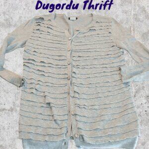 Woman's XS J. Crew Textured Cardigan Sweater Gray Pima Cotton and Wool